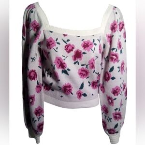 Willow & Wind Women's Floral Puff Sleeve Lightweight Pullover Size Medium